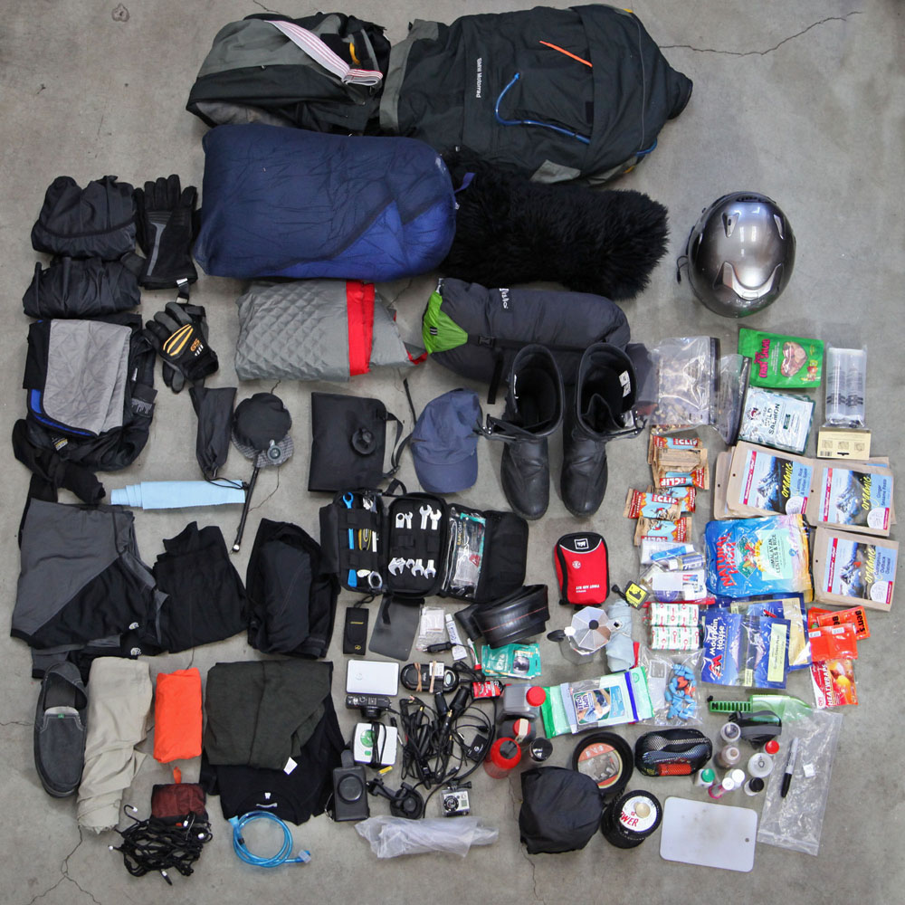 Food, tools, clothing, kitchen, camp gear - everything needed for twenty days on the road.
